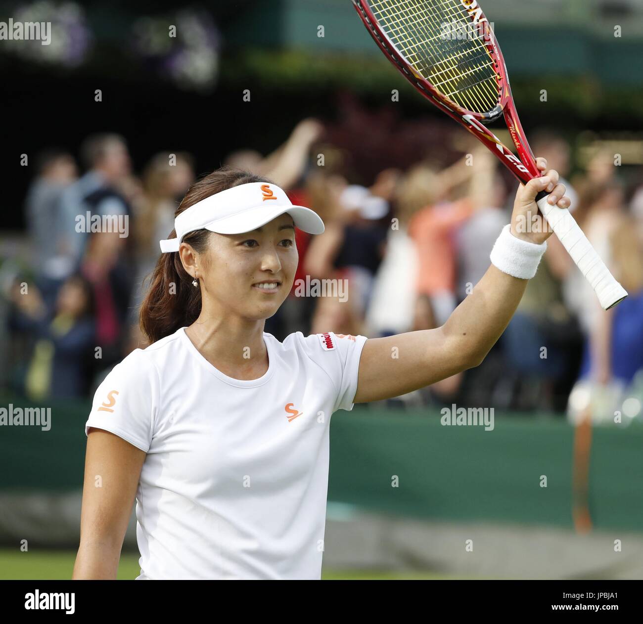 Japan's Misaki Doi celebrates after beating Louisa Chirico of the