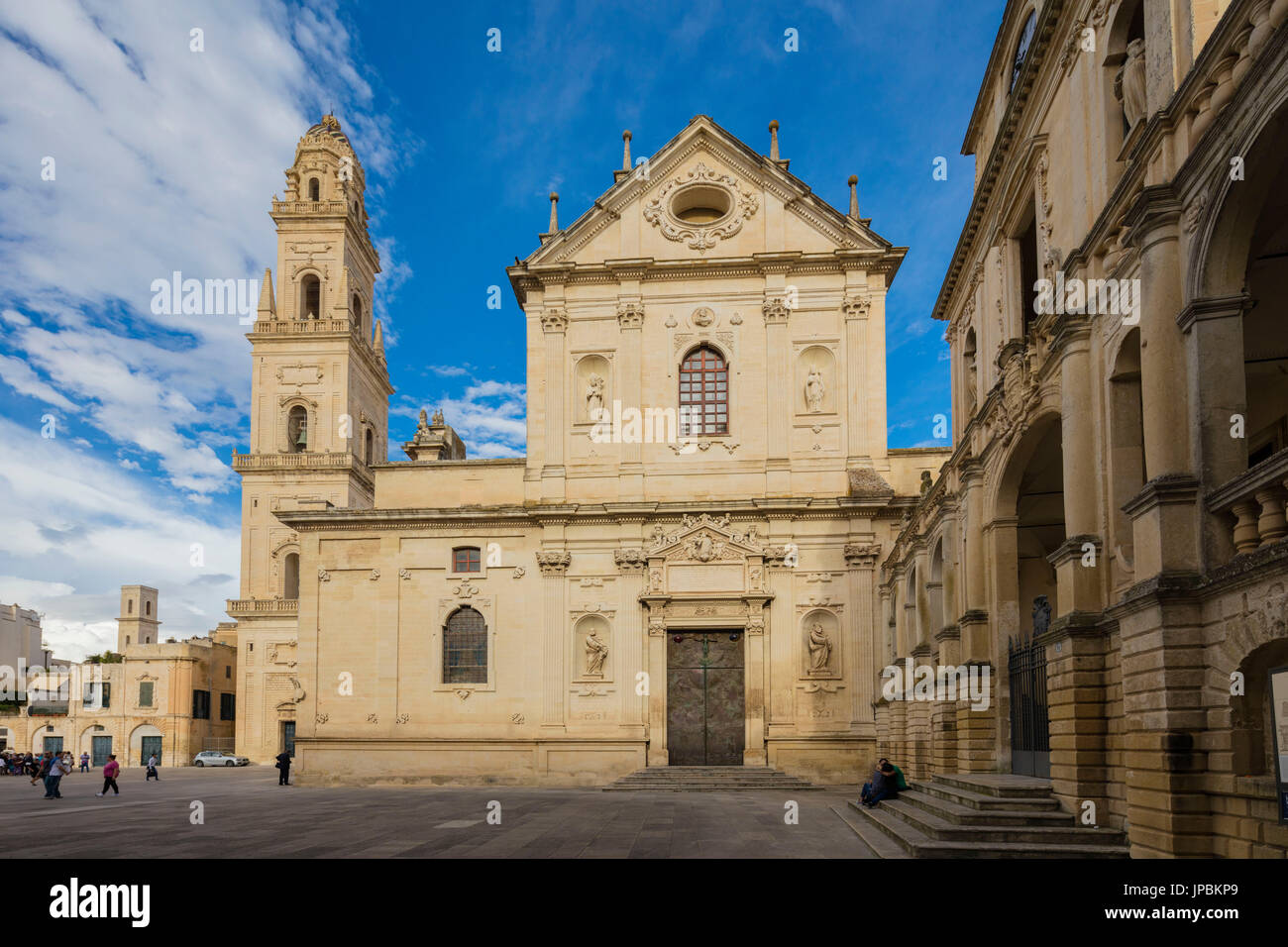 The Baroque style of the ancient Lecce Cathedral in the old town Apulia Italy Europe Stock Photo