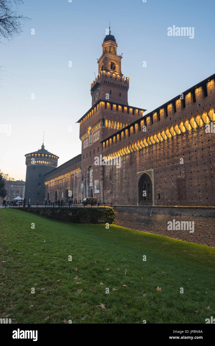 Milan, Lombardy, Italy. The Castello Sforzesco Stock Photo