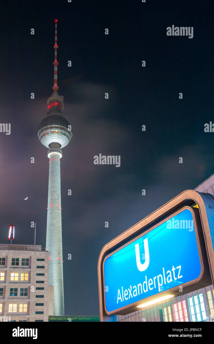 Alexanderplatz and the television tower in Berlin city, Land Berlin, Germany, Europe Stock Photo