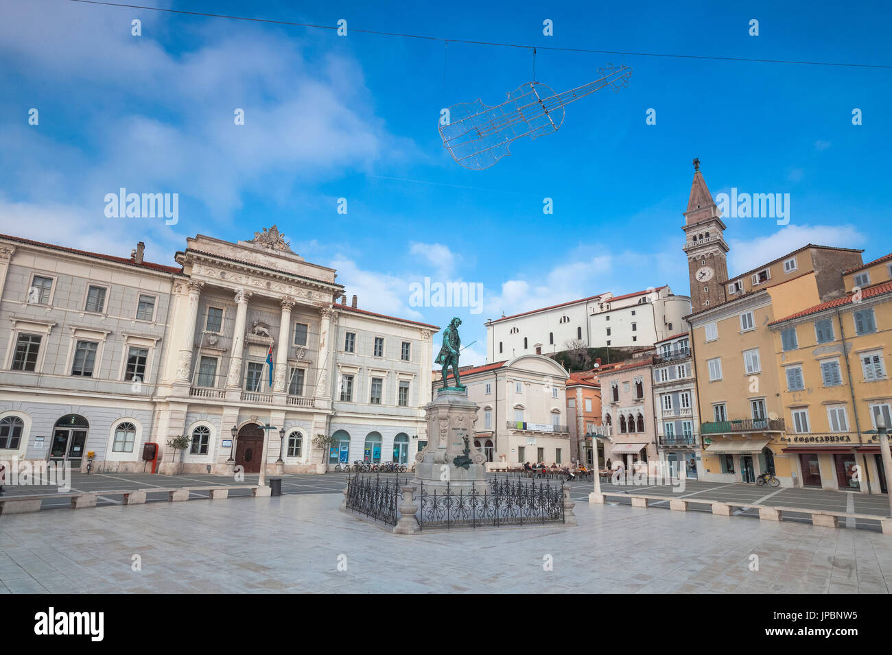 Europe, Slovenia, Istria. Tartini Square, Piran Stock Photo