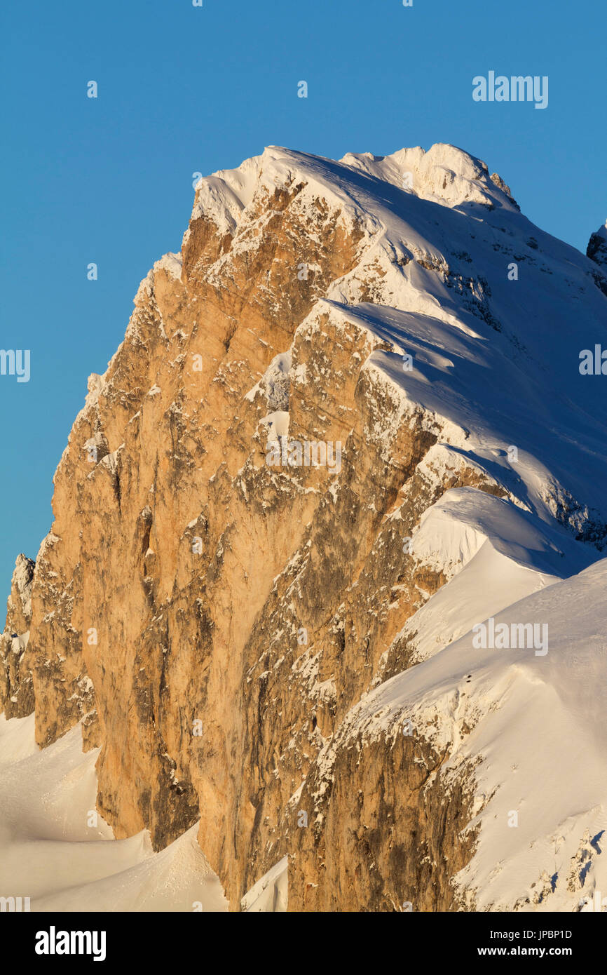 Europe, Italy, Veneto, Belluno, Agordino. The  mount Settsass southside in winter, municipality of Livinallongo del Col di Lana, Dolomites Stock Photo