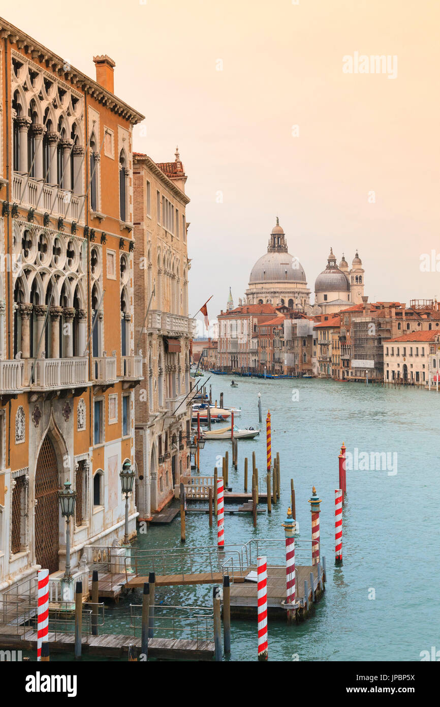 Europe, Italy, Veneto, Venice. Iconic view of the Gran Canal from the Accademia bridge Stock Photo
