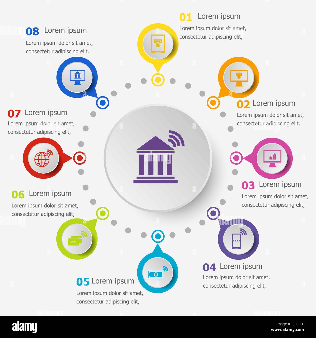 Infographic template with online banking icons, stock vector Stock Vector