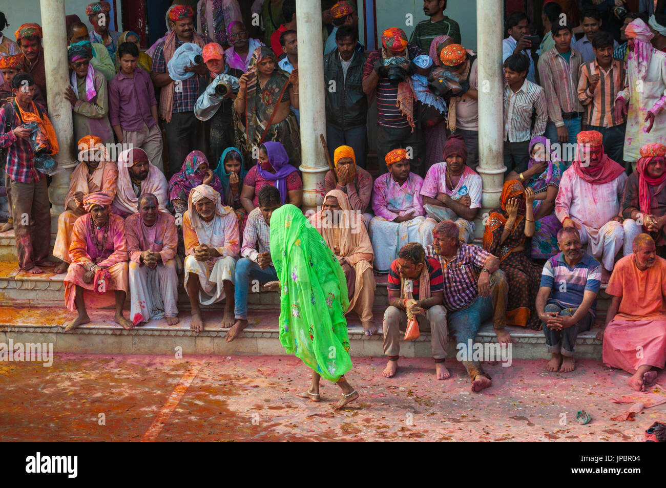 Mathura, Uttar Pradesh, India, Asia.  Holi festival of Colors. Stock Photo
