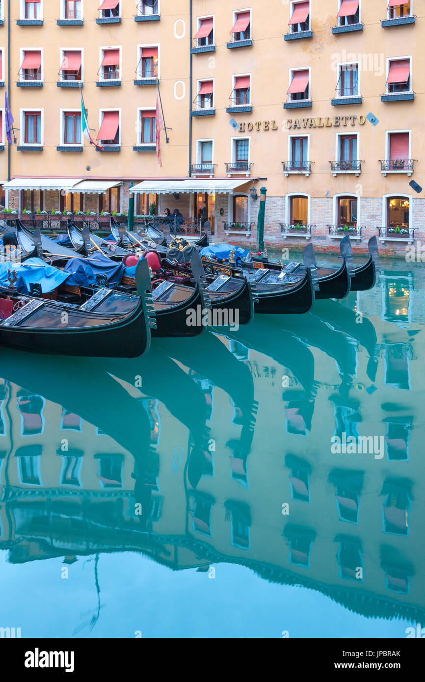 Europe, Italy, Veneto. Parking for gondolas, Sestriere San Marco, Venice Stock Photo