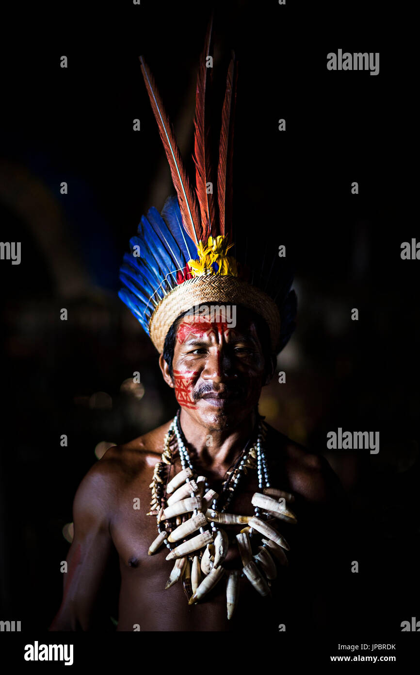 Portrait of an Indio from the Rio Negro local community. Amazonas; Amazonia; Manaus; Brazil, South America Stock Photo