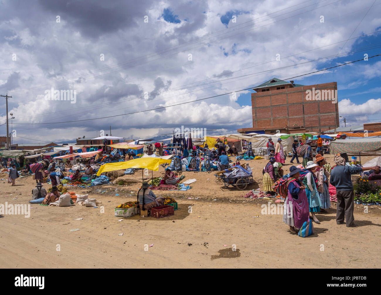 One of the markets just outside the city of El Halto, in Bolivia, South America. Stock Photo