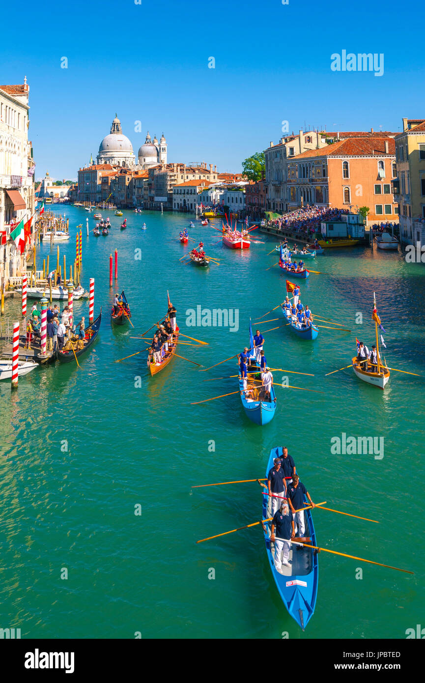 Venice, Veneto, Italy. Historical regatta event on the Grand Canal Stock Photo