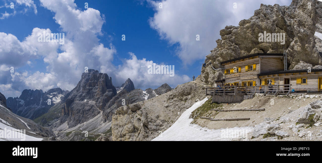 Italy, Dolomites, Passo Principe hut Stock Photo
