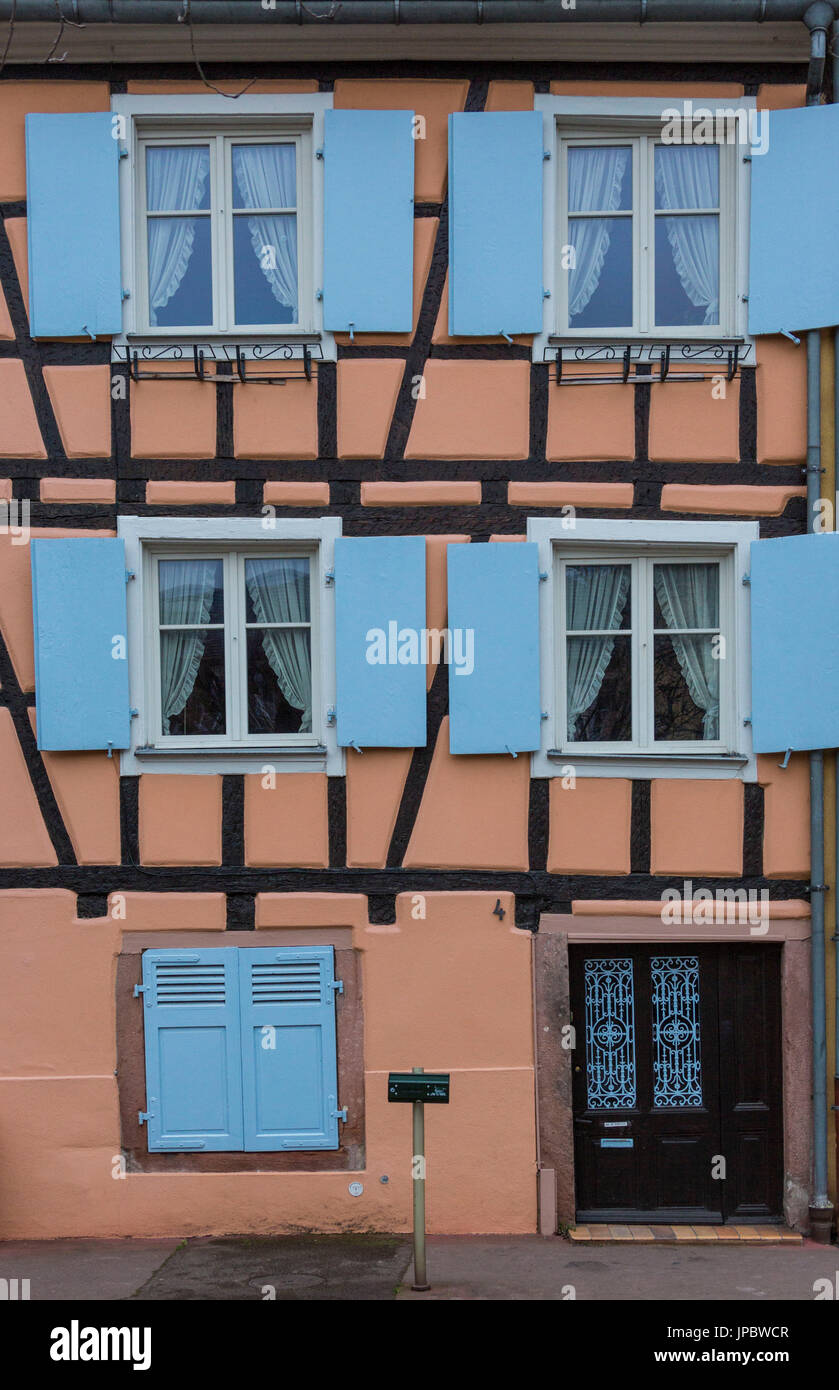 Typical architecture of colored facade of house in the medieval Petite Venise Colmar Haut-Rhin department Alsace France Europe Stock Photo
