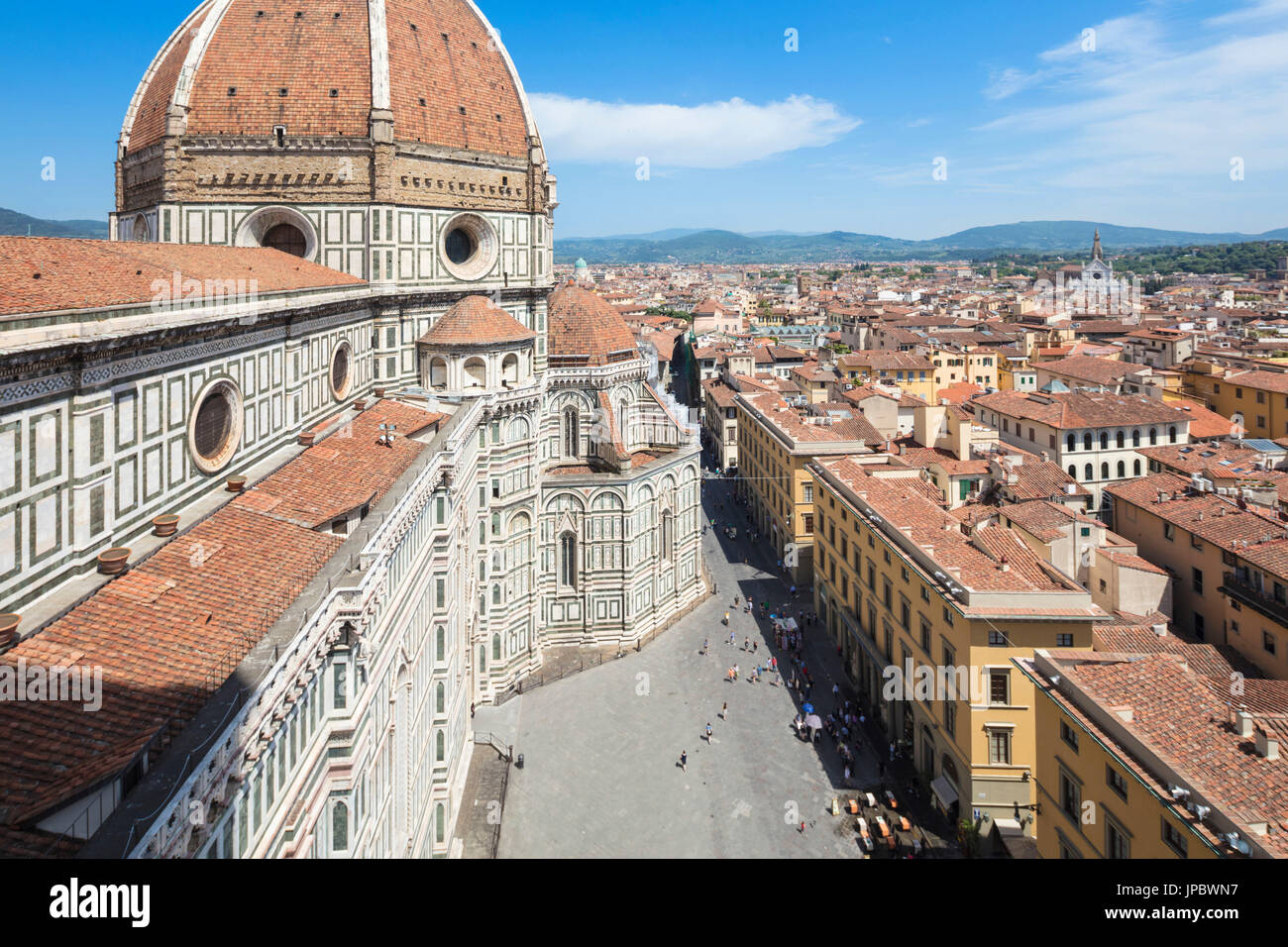 The ancient Duomo di Firenze built with polychrome marble panels and Brunelleschi's Dome Florence Tuscany Italy Europe Stock Photo