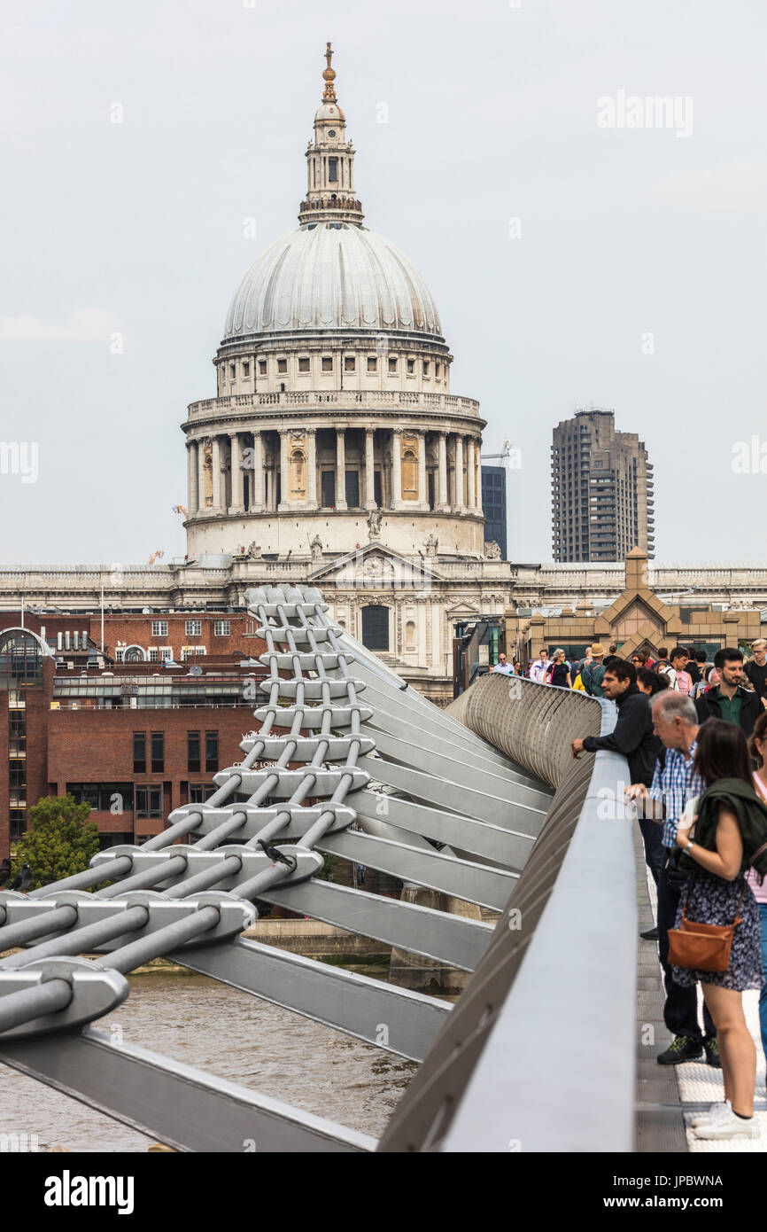 St Paul's Cathedral seen from Millennium Bridge London United Kingdom Stock Photo