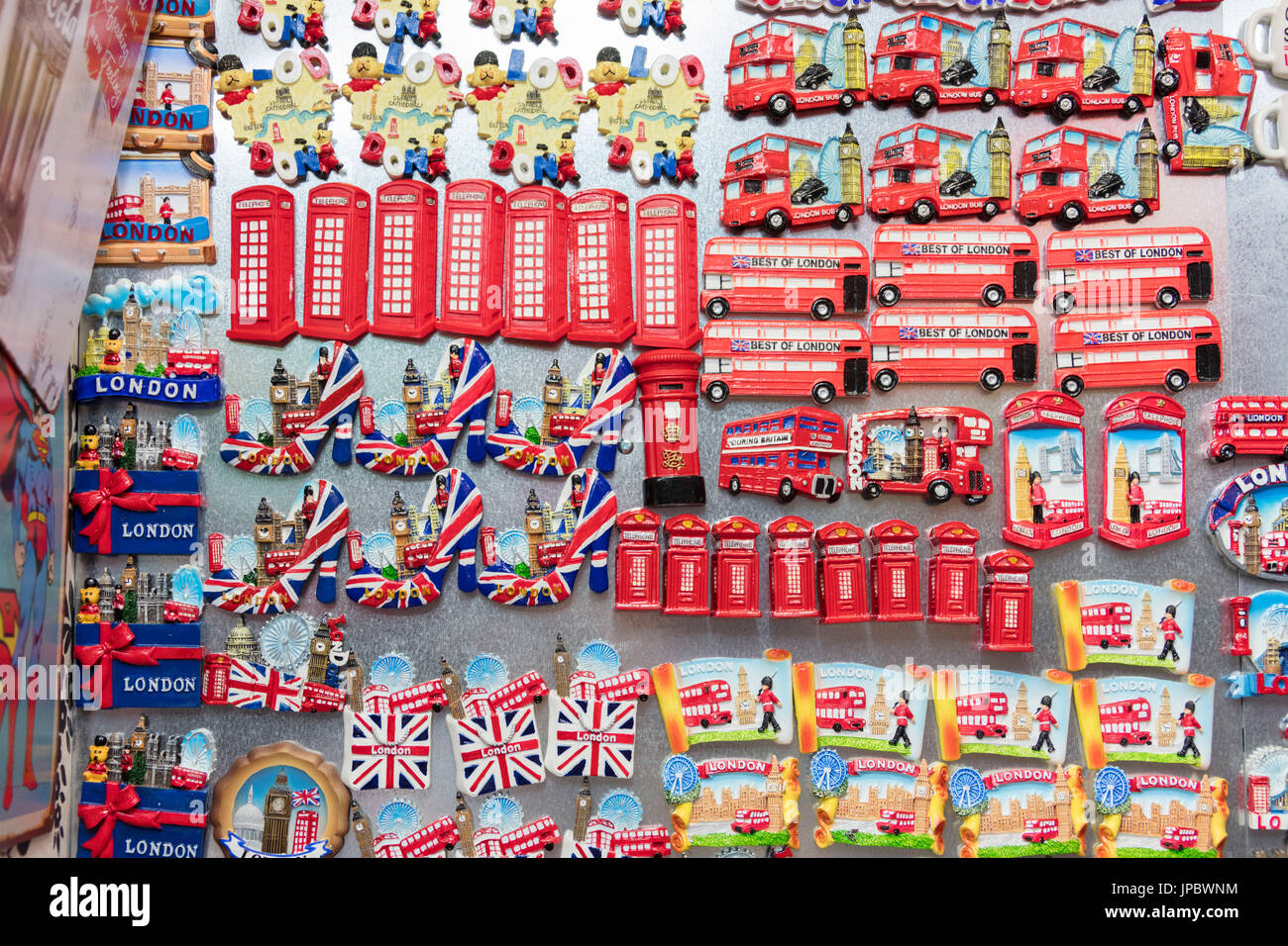 Details of the typical british souvenirs for tourists in the shops of ...