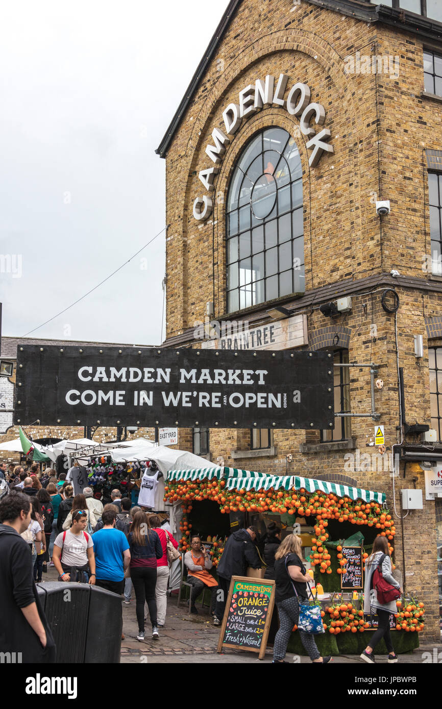 People flock to the shopping streets of Camden Market North West London United Kingdom Stock Photo