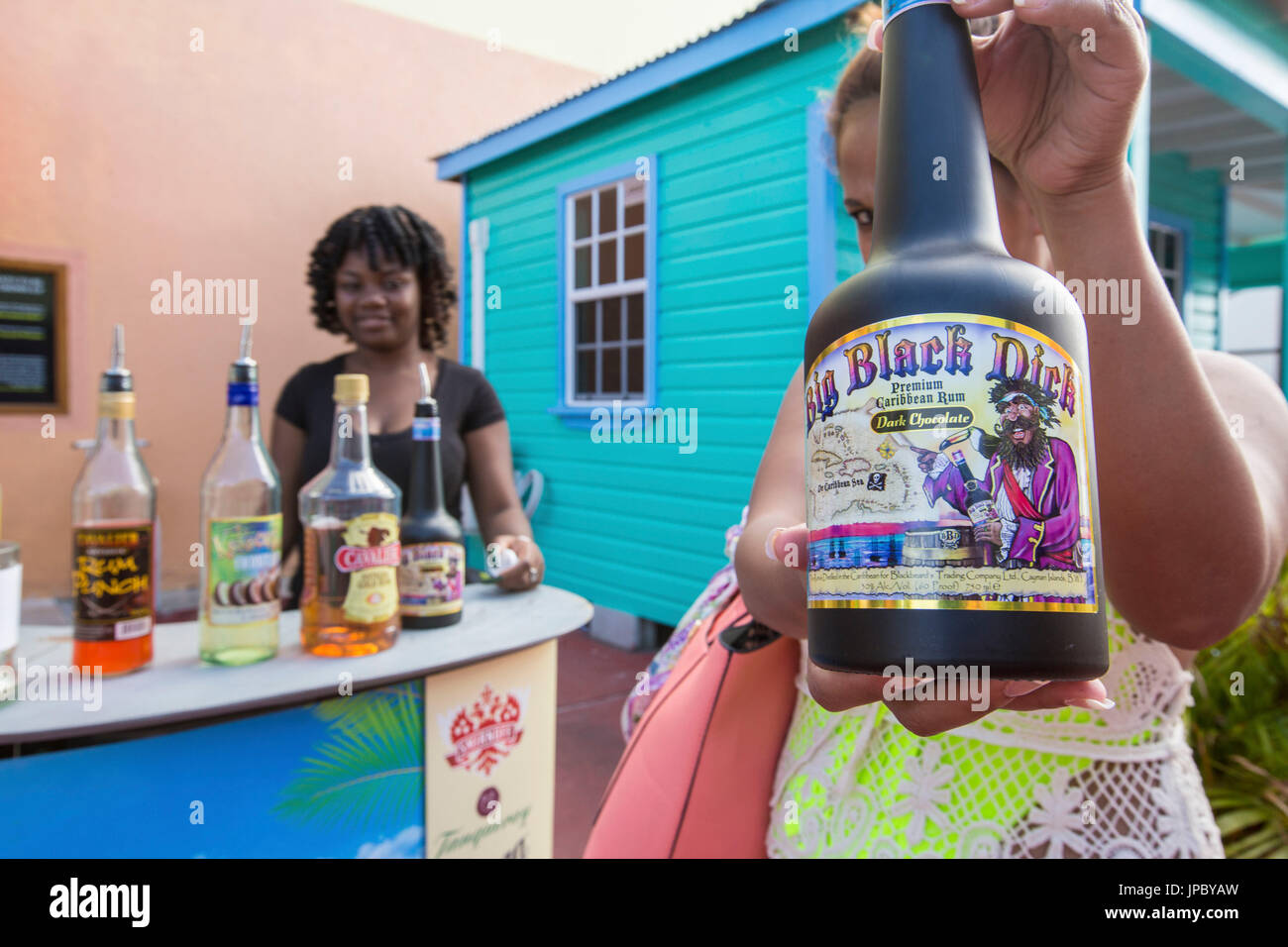 Women sell typical local drinks on the streets of Saint John's Caribbean Antigua and Barbuda Leeward Islands West Indies Stock Photo