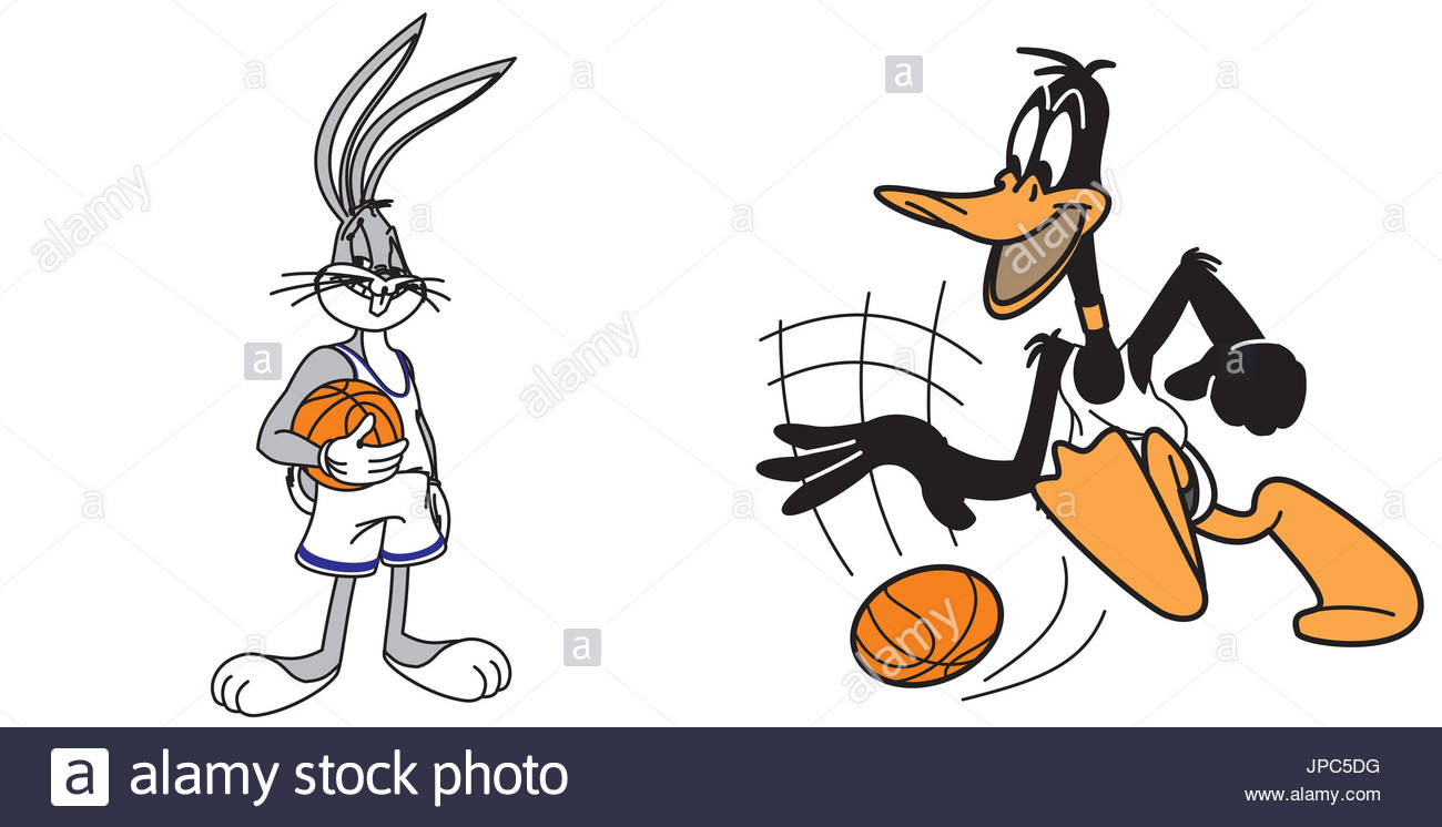 bunny bugs Daffy Duck basketball - Stock Image.