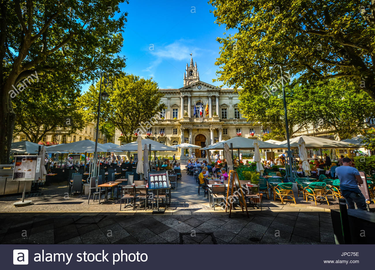 Avignon France Sidewalk Cafe Stock Photos & Avignon France Sidewalk