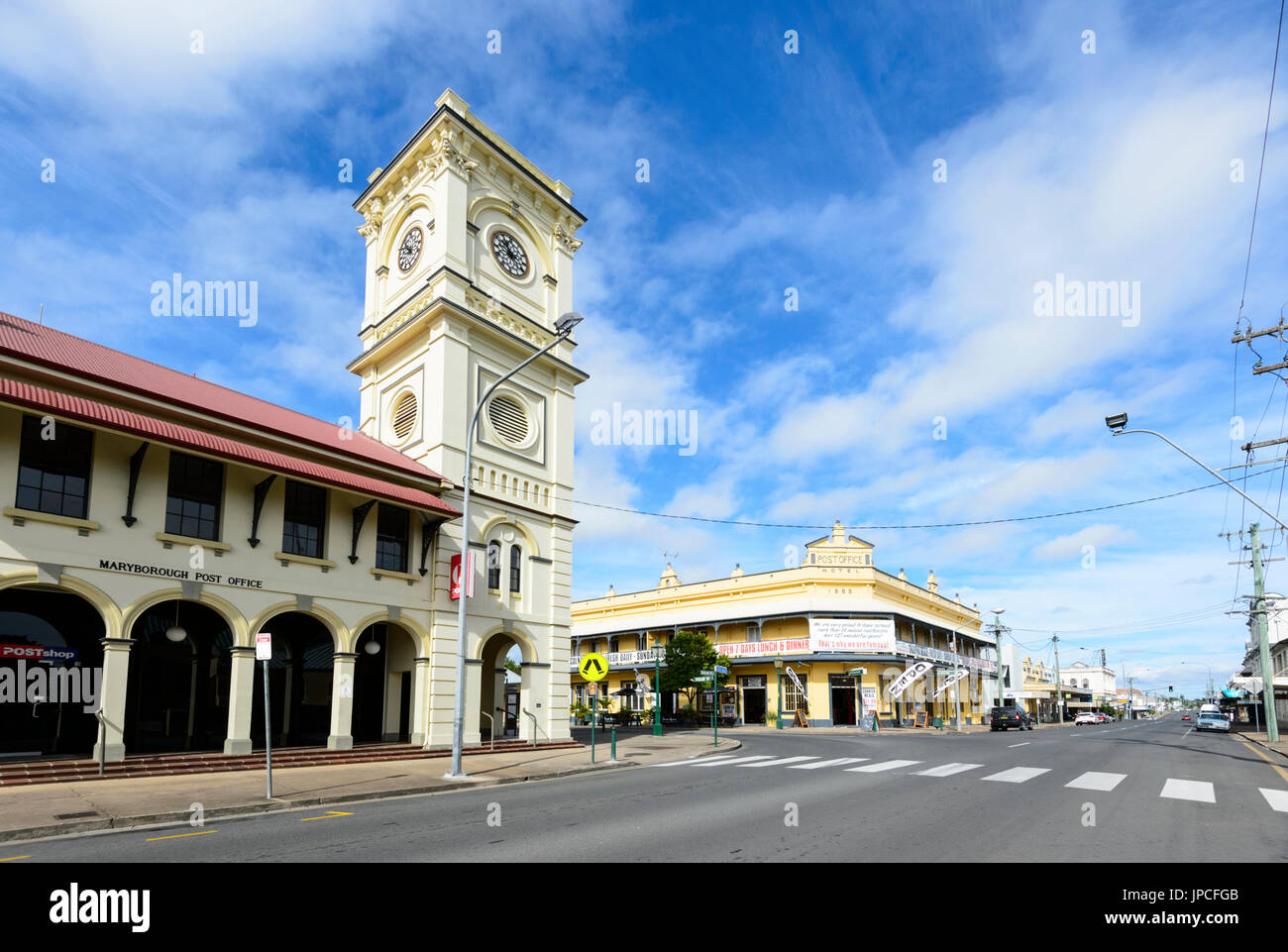 Post Office building and Historic Post Office Hotel, built in 1889, Wharf Street, Heritage Precinct, Maryborough, Queensland, QLD, Australia Stock Photo