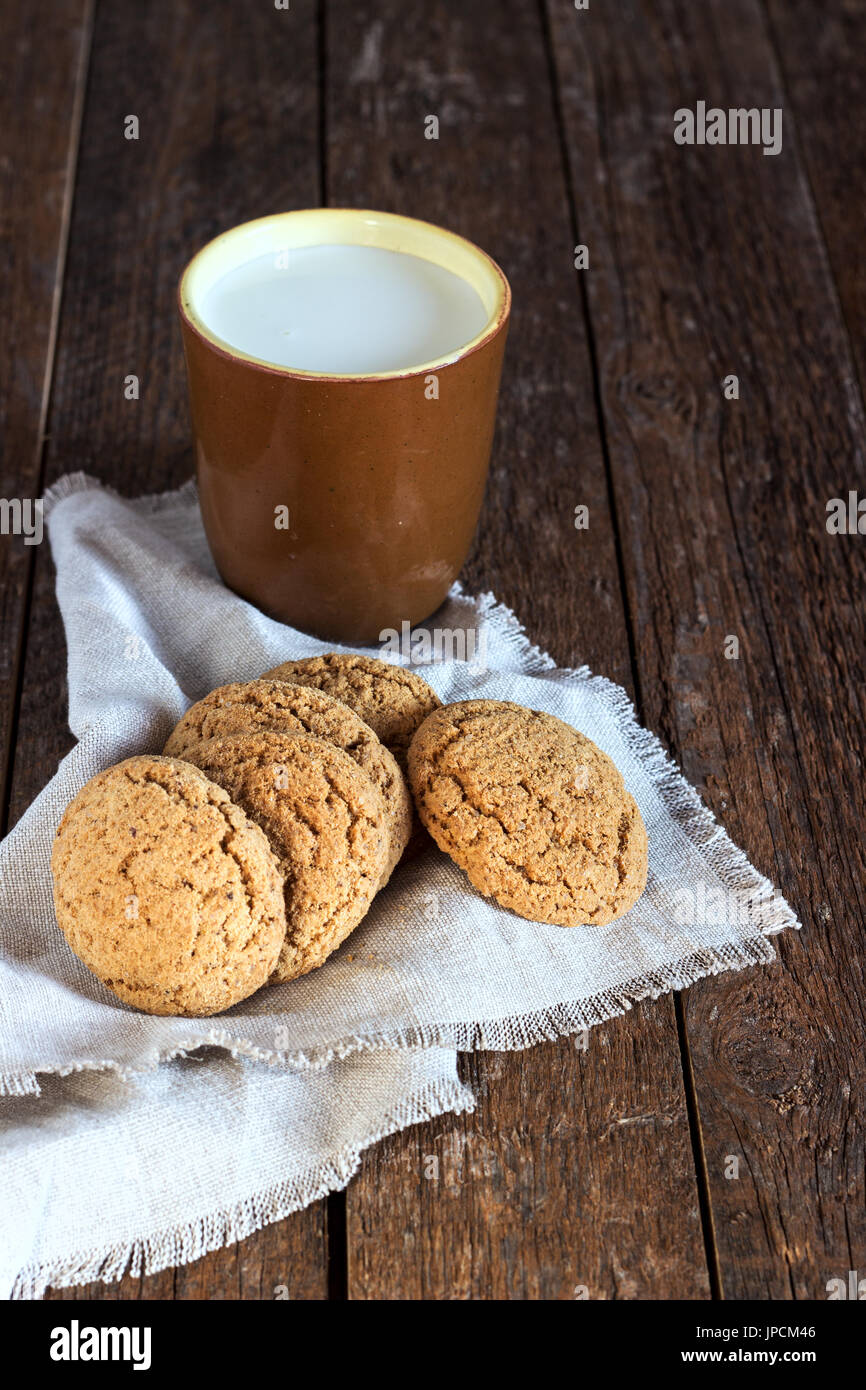 oatmeal cookies with milk Stock Photo Alamy