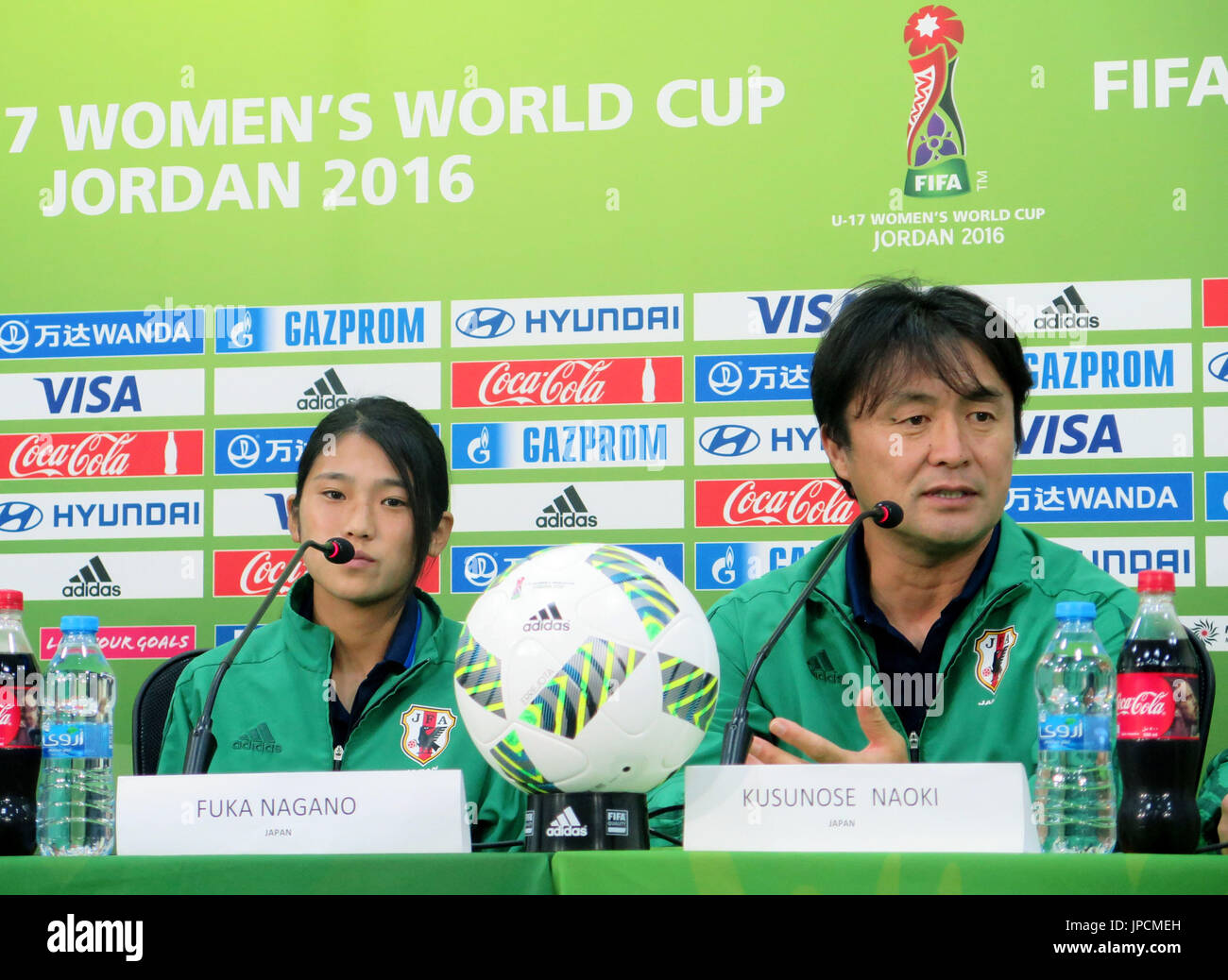 Japan Coach Naoki Kusunose (r) And Captain Fuka Nagano Attend A Press 