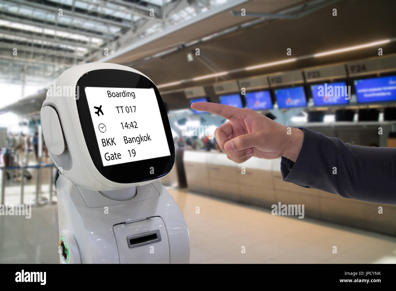 robotic advisor technology concept,airport use robotic advisor for help