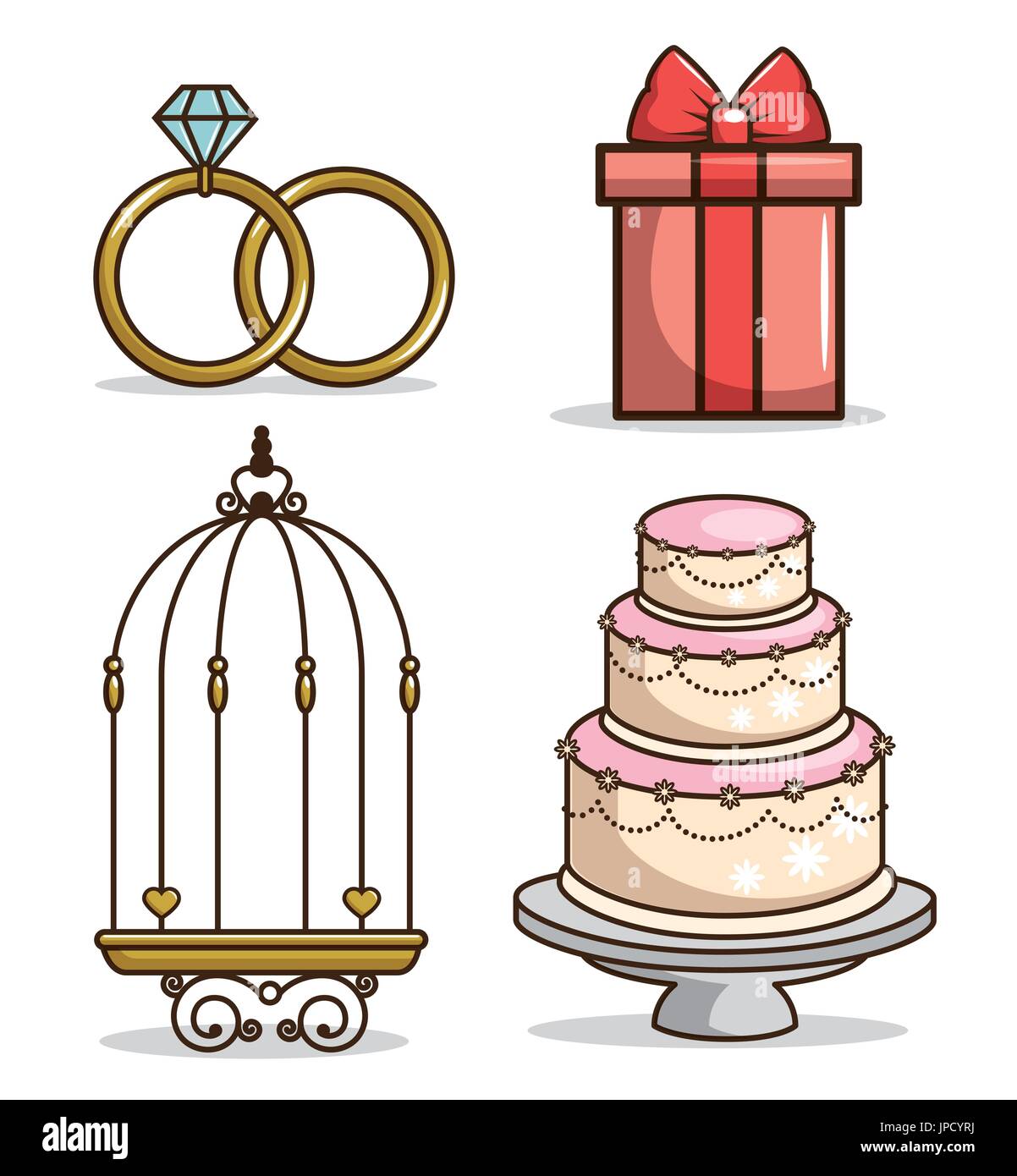 colorful wedding icon set vector illustration graphic design Stock ...
