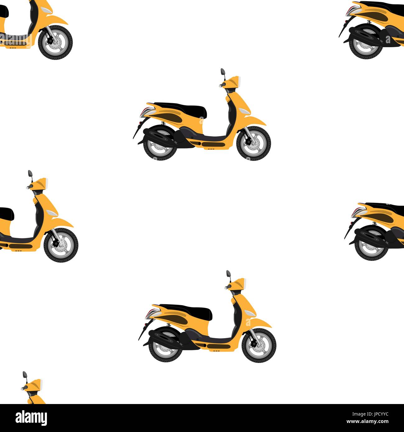 Vector illustration transport seamless pattern, background with orange Italian scooter. Stock Vector