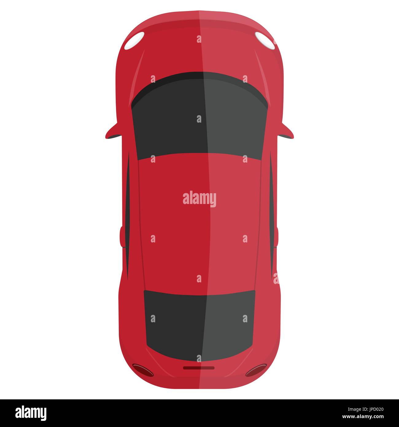 Vector illustration classic red mini car. Beetle car top view Stock Vector