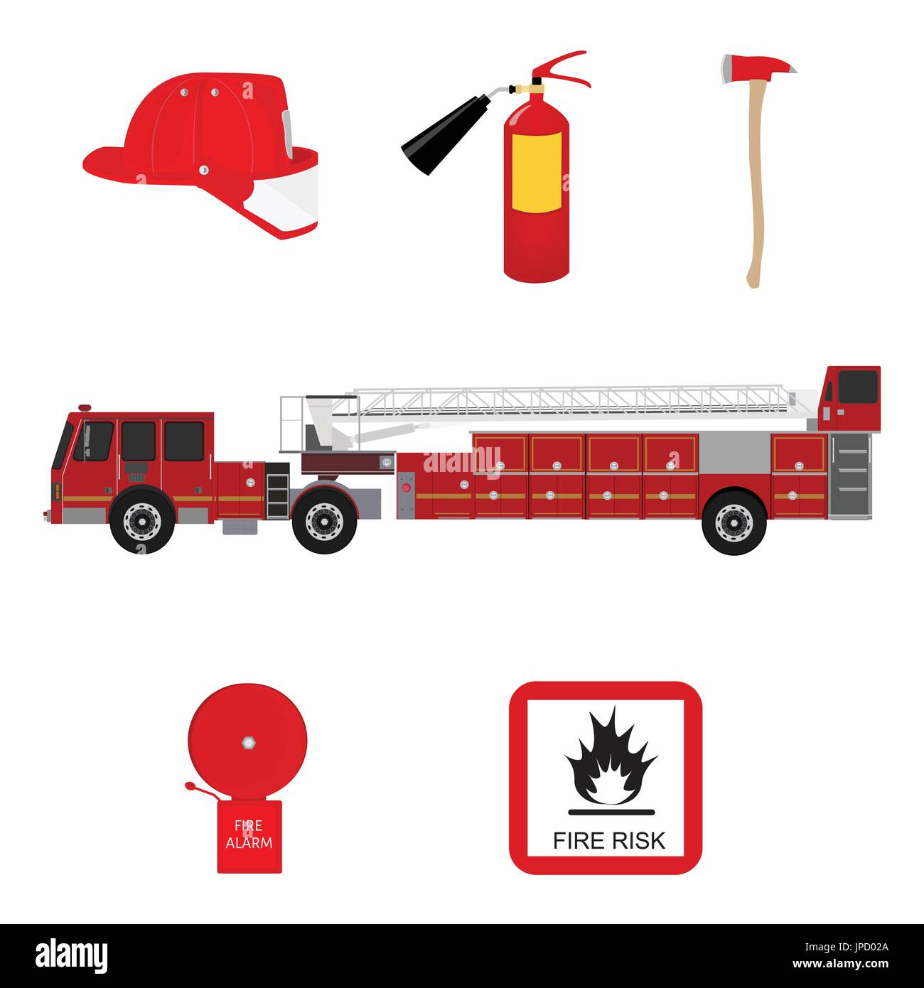 Icon set of firefighting equipment vector illustration isolated on ...