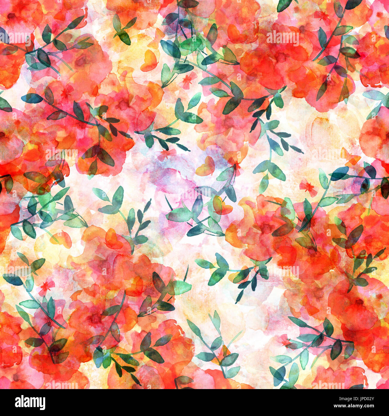A seamless pattern of a watercolor drawing of a bouquet of flowers with