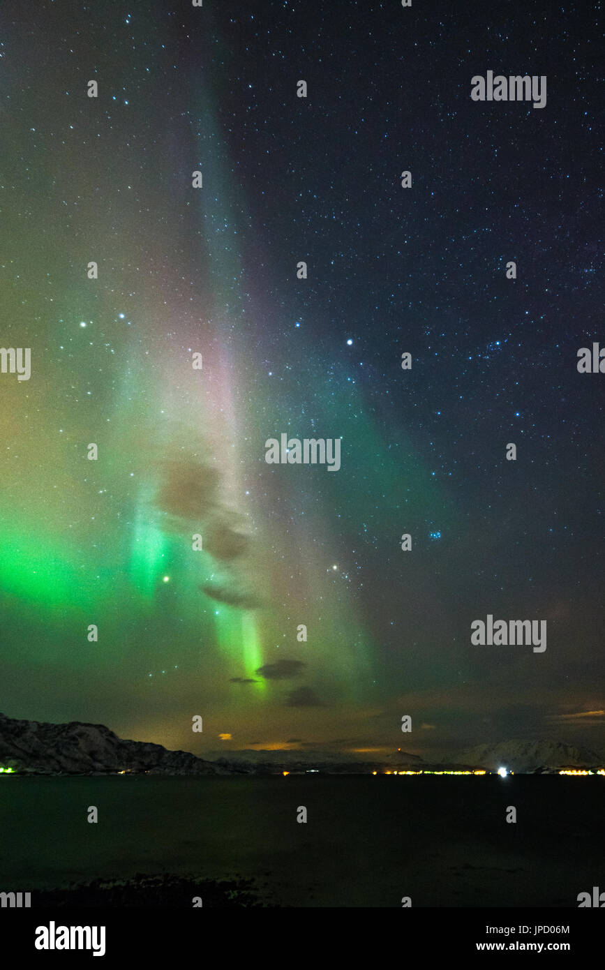 northern lights aurora borealis arctic finnmark norway Stock Photo