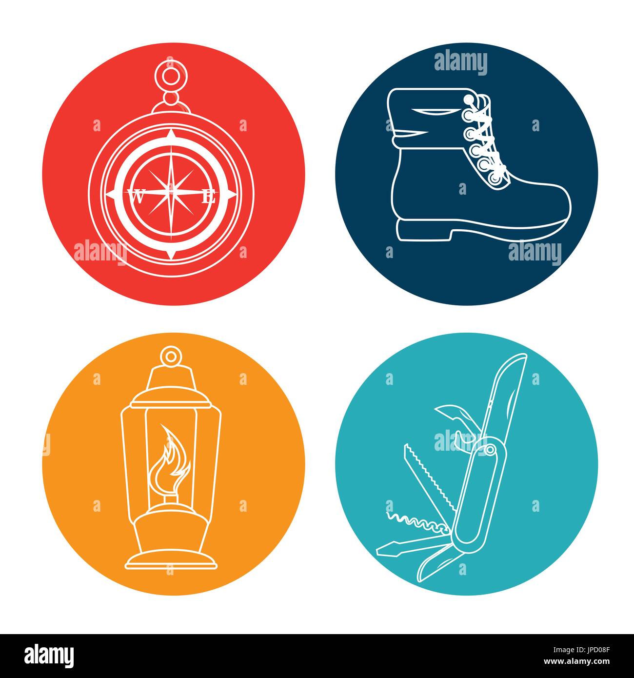 camping outdoor adventure icon set vector illustration graphic design ...