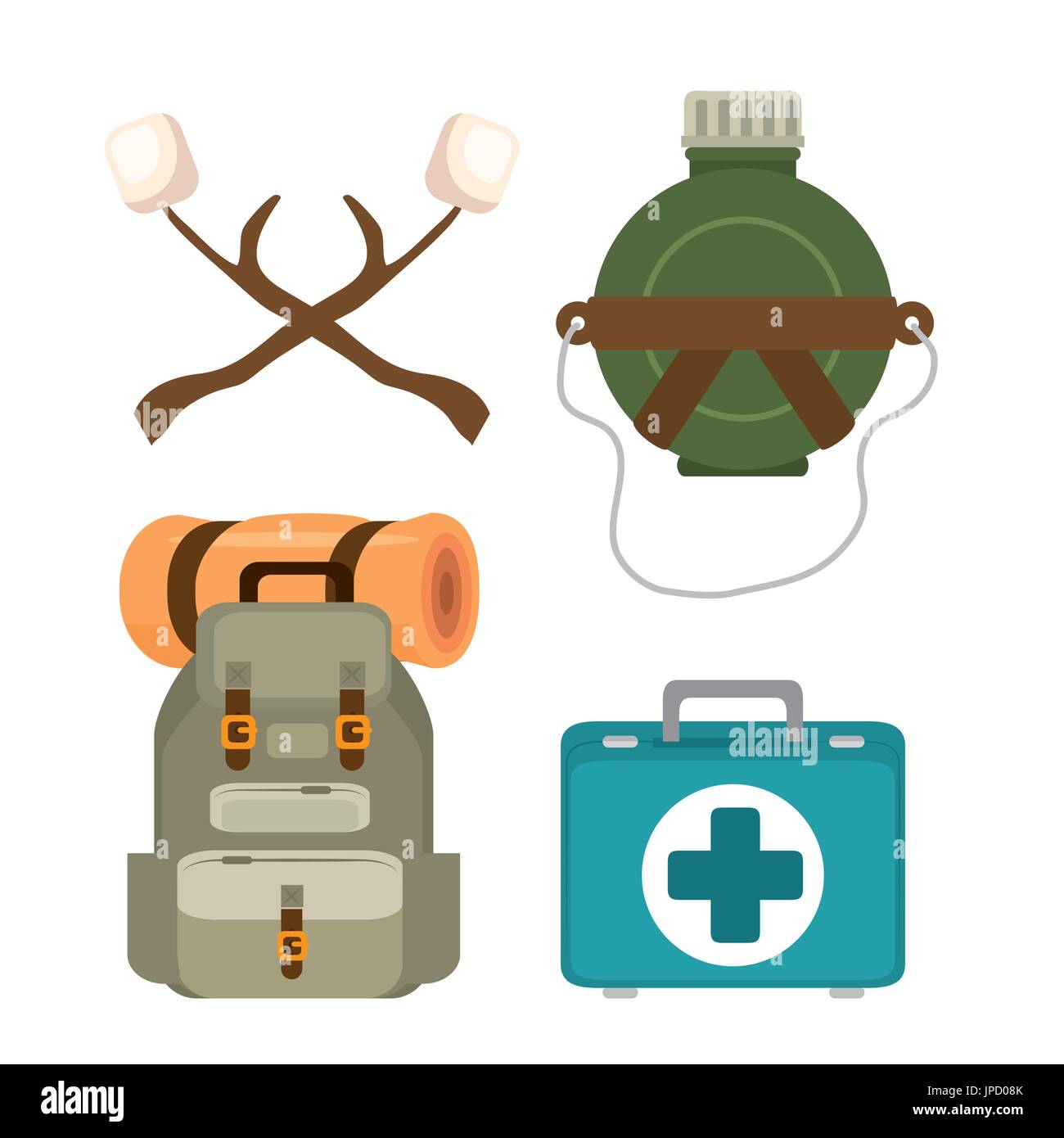 camping outdoor adventure icon set vector illustration graphic design ...