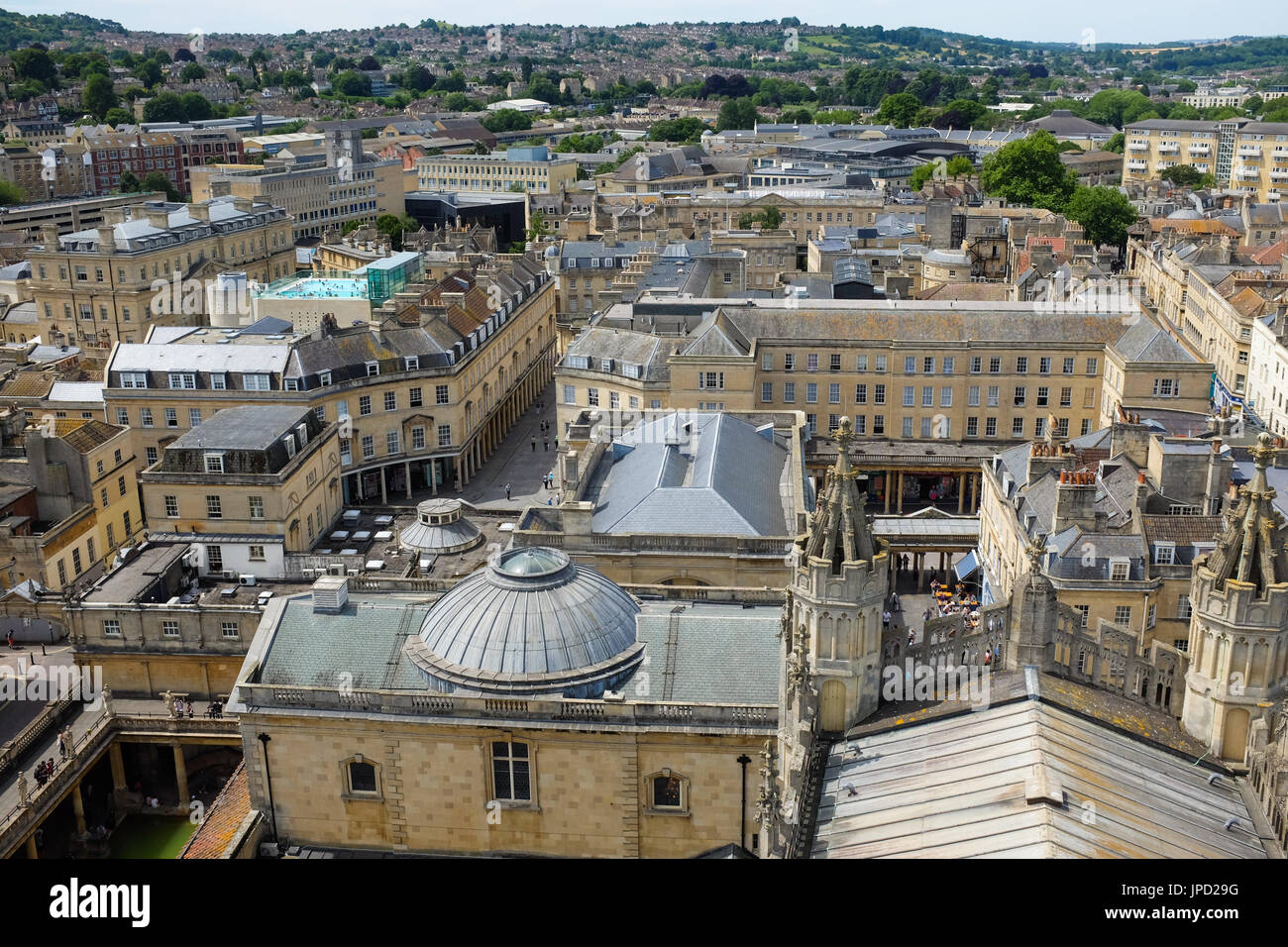 A view over the English city of Bath from the top of Bath Abbey Stock ...