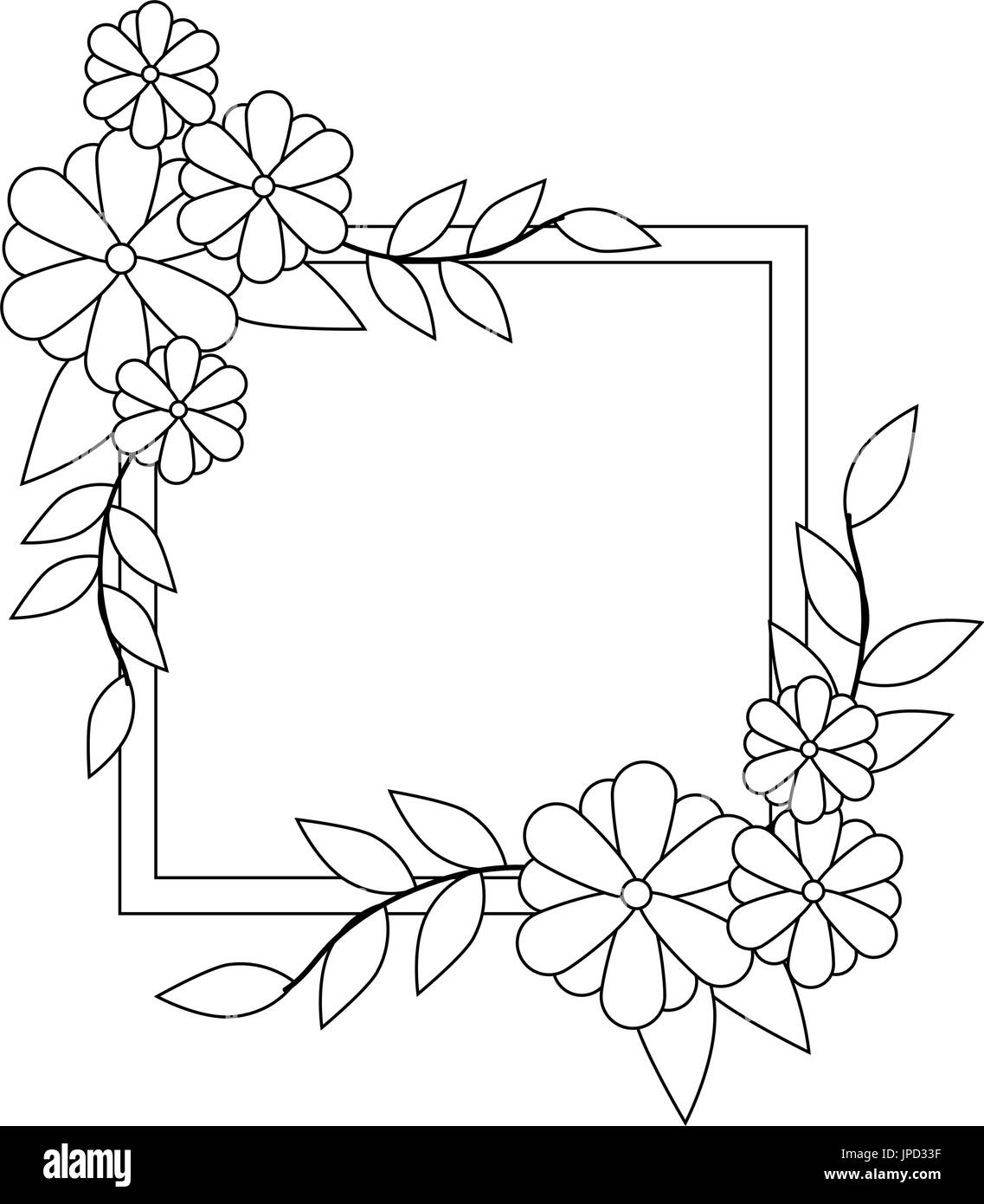 decorative frame with flowers icon over white background vector ...