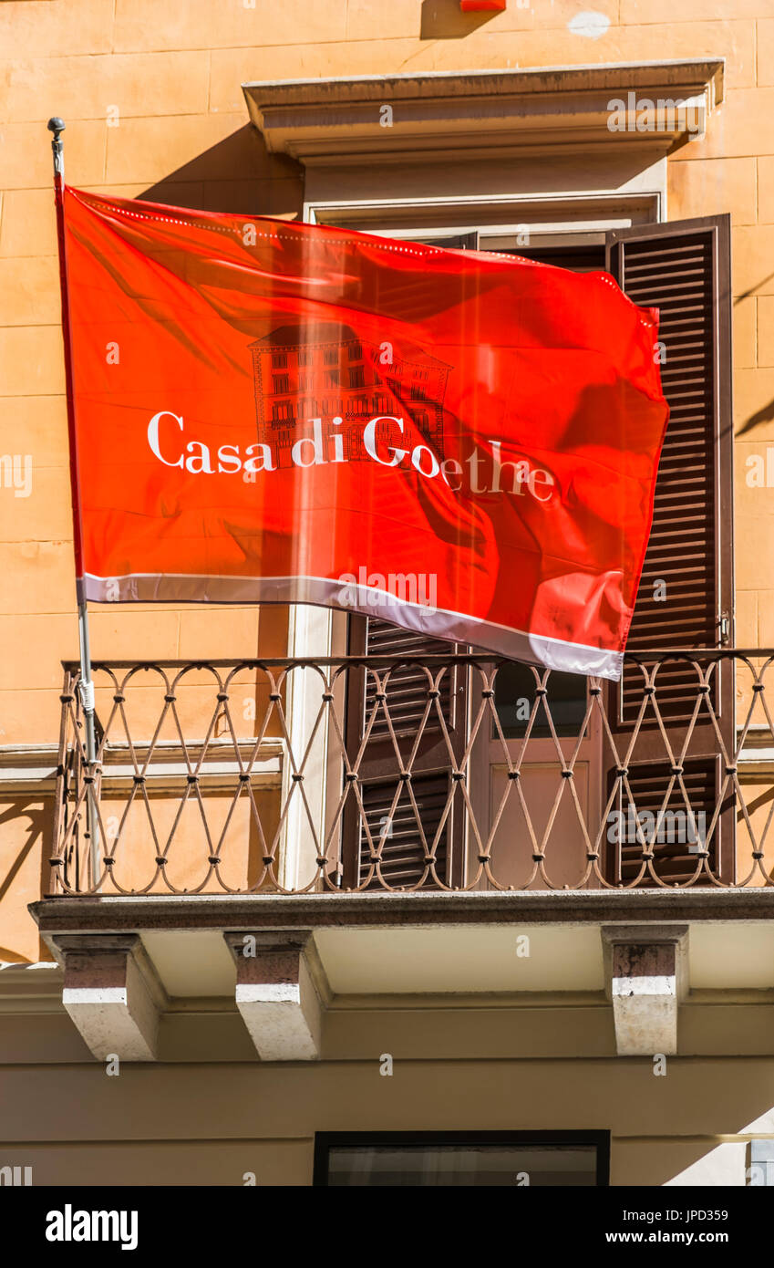 flag with the inscription  casa di goethe , casa di goethe, museum, Stock Photo