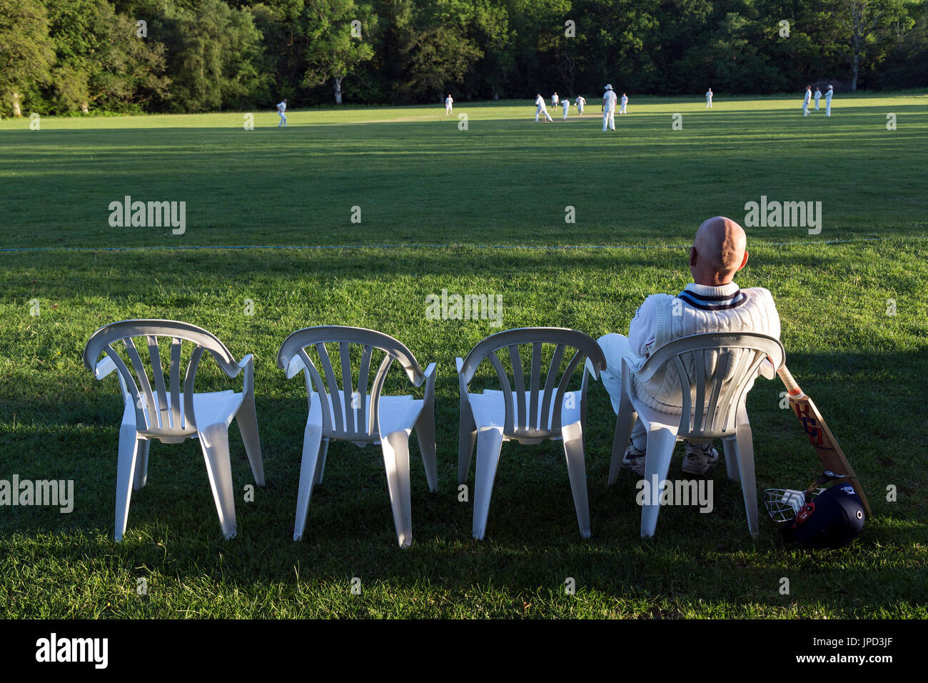 Village cricket is a term,english,village life,playing of cricket in rural villages in England,All The Gear, No idea,time out,12th man cricket Stock Photo