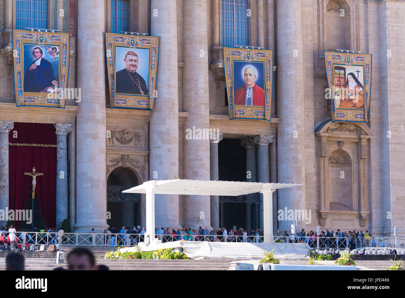 VATICAN CITY, VATICAN - OCTOBER 16, 2016: Pope's speech stage in front of St Peter's Basilica on piazza San Pietro Stock Photo
