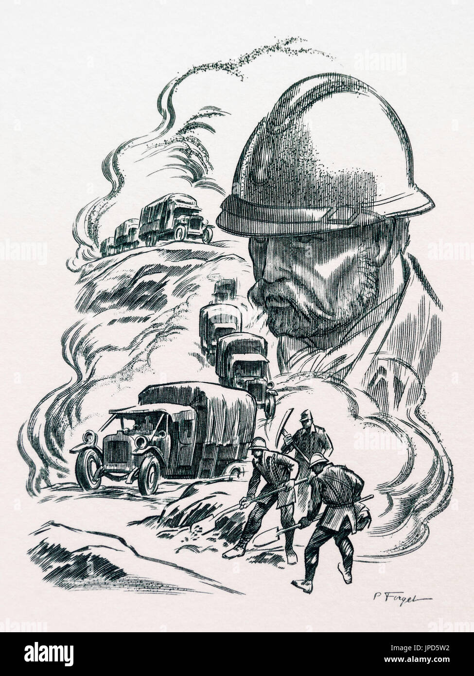 Proposed artwork for French stamp celebrating Verdun 1916. Stock Photo