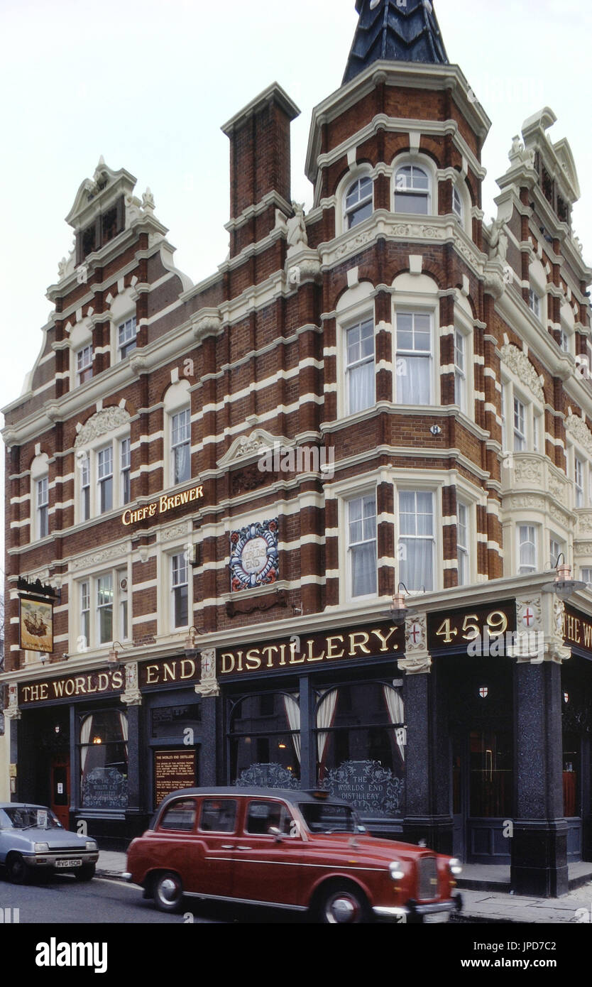 The World's End pub, Kings Road, Chelsea, London, UK, Circa 1980s Stock Photo