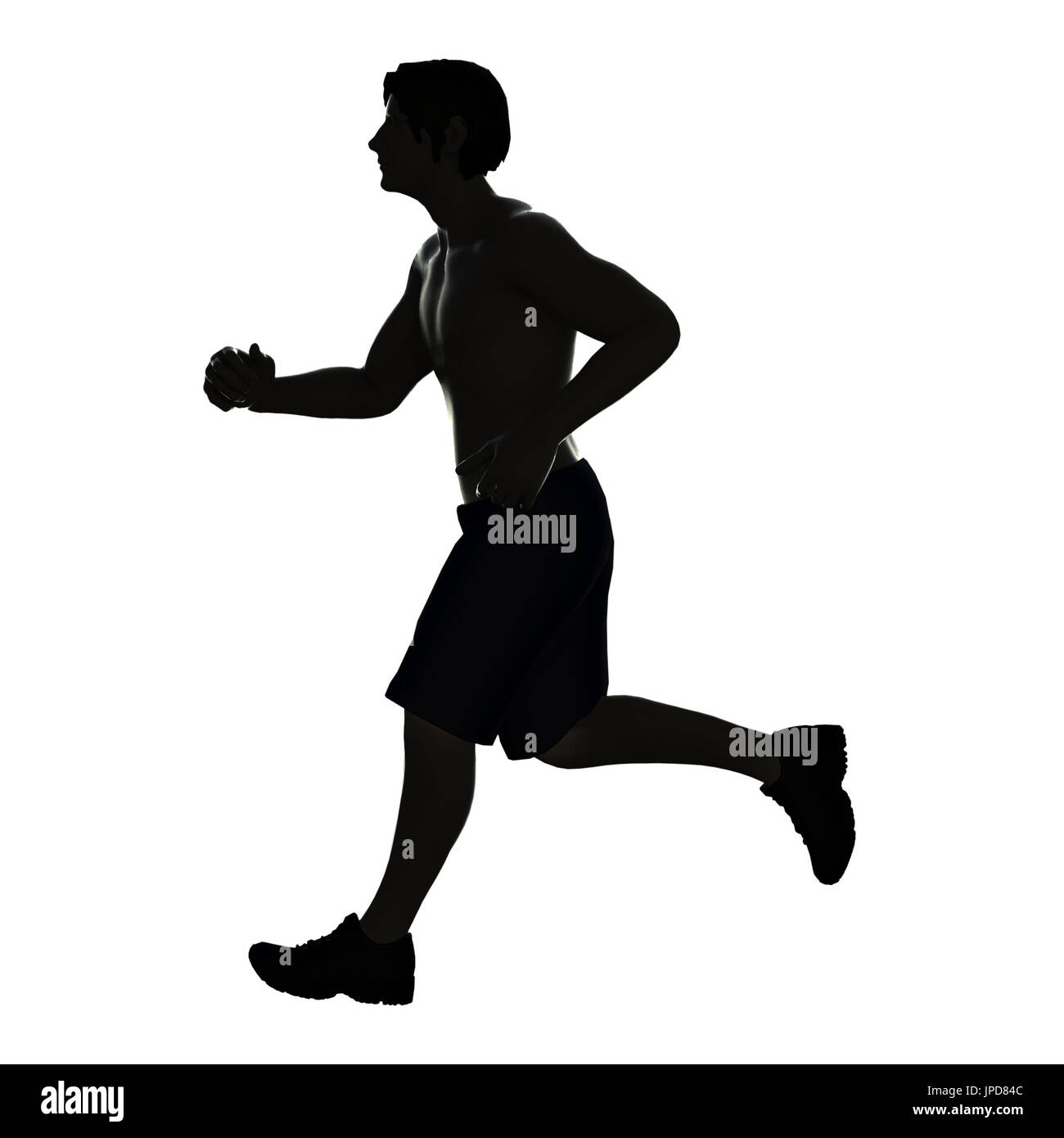 silhouette man running or male runner Stock Photo