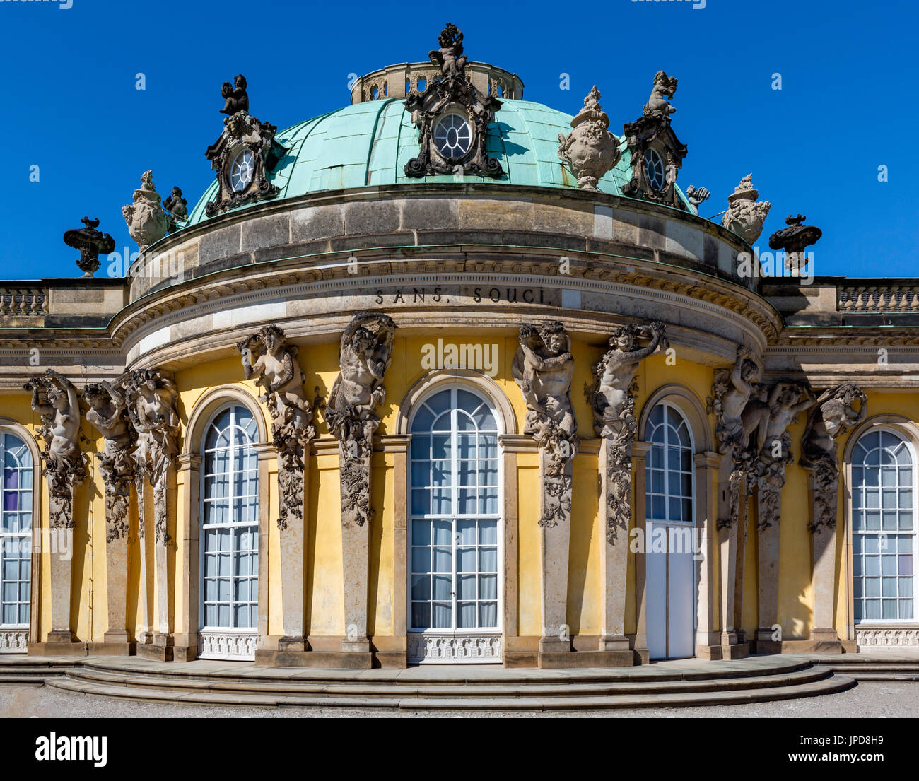 Southern facade of Schloss Sanssouci, Park Sanssouci, Potsdam, Brandenburg, Germany Stock Photo