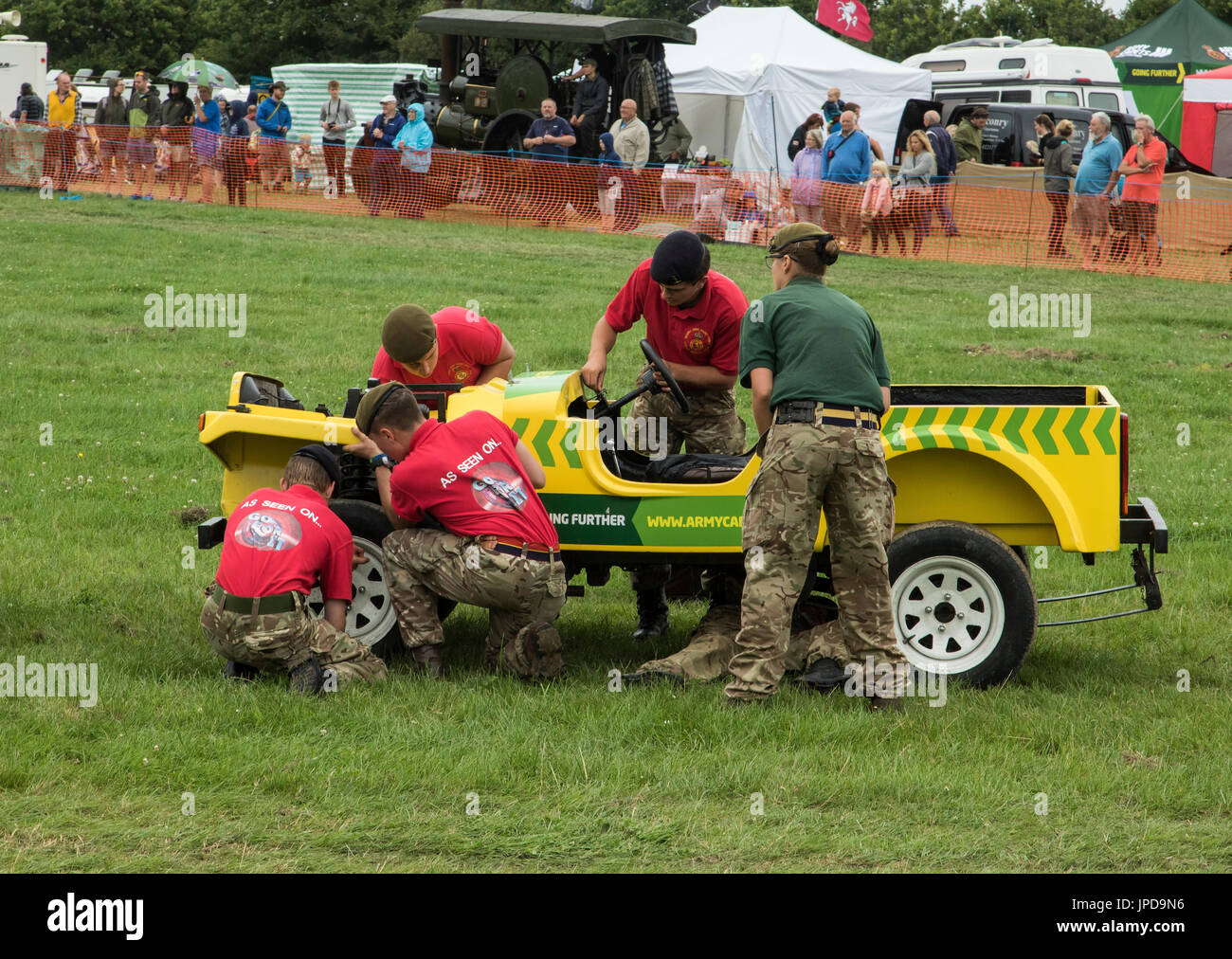 Army cadets making model kit car at Ringmer Steam and country show Stock Photo