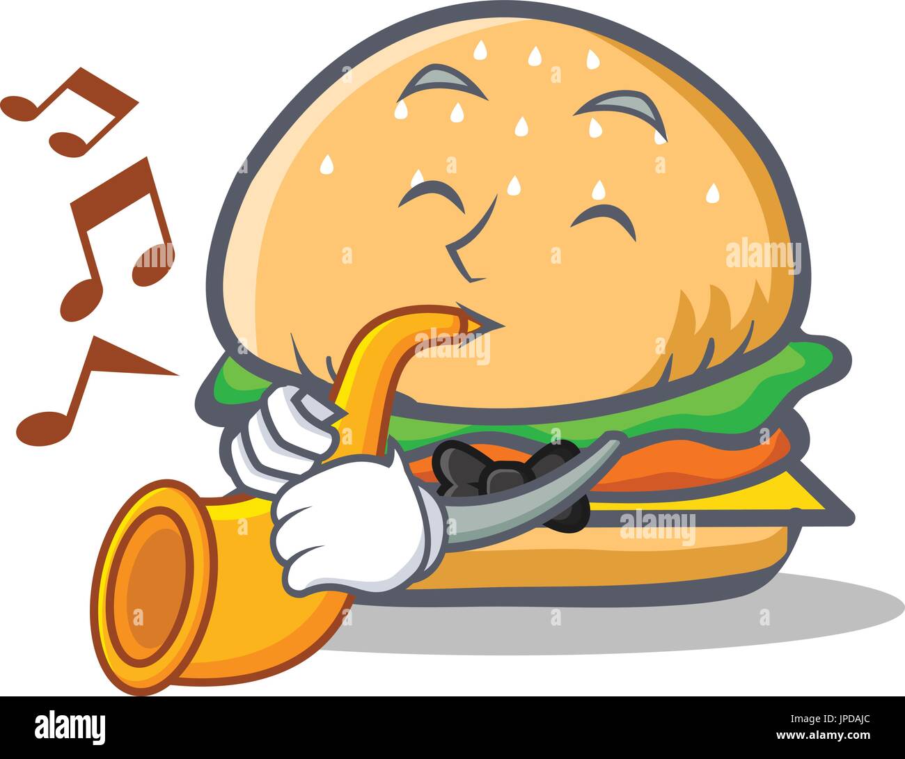 burger character fast food with trumpet Stock Vector Image & Art Alamy