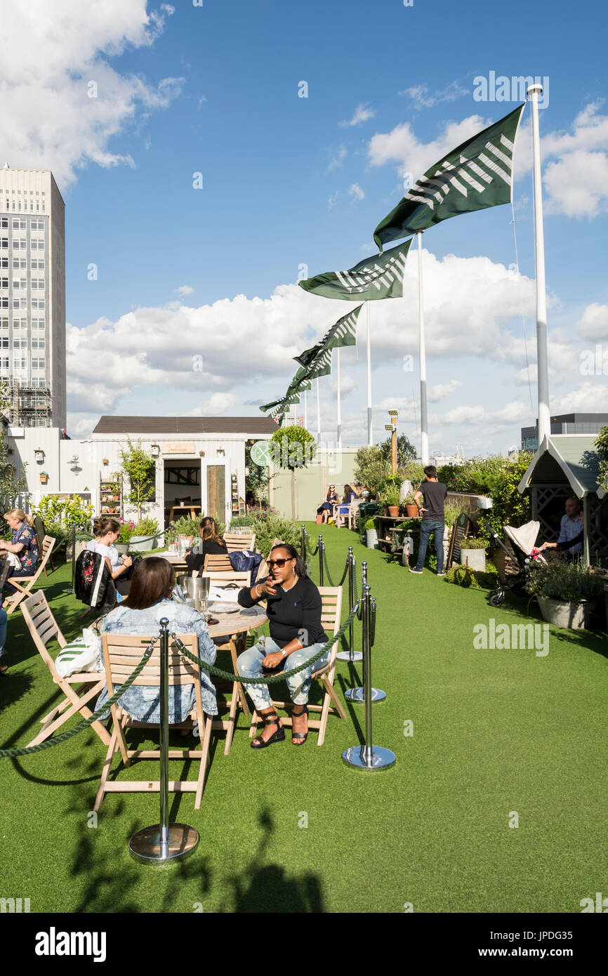 The roof garden at John Lewis on Oxford Street, London, UK Stock Photo