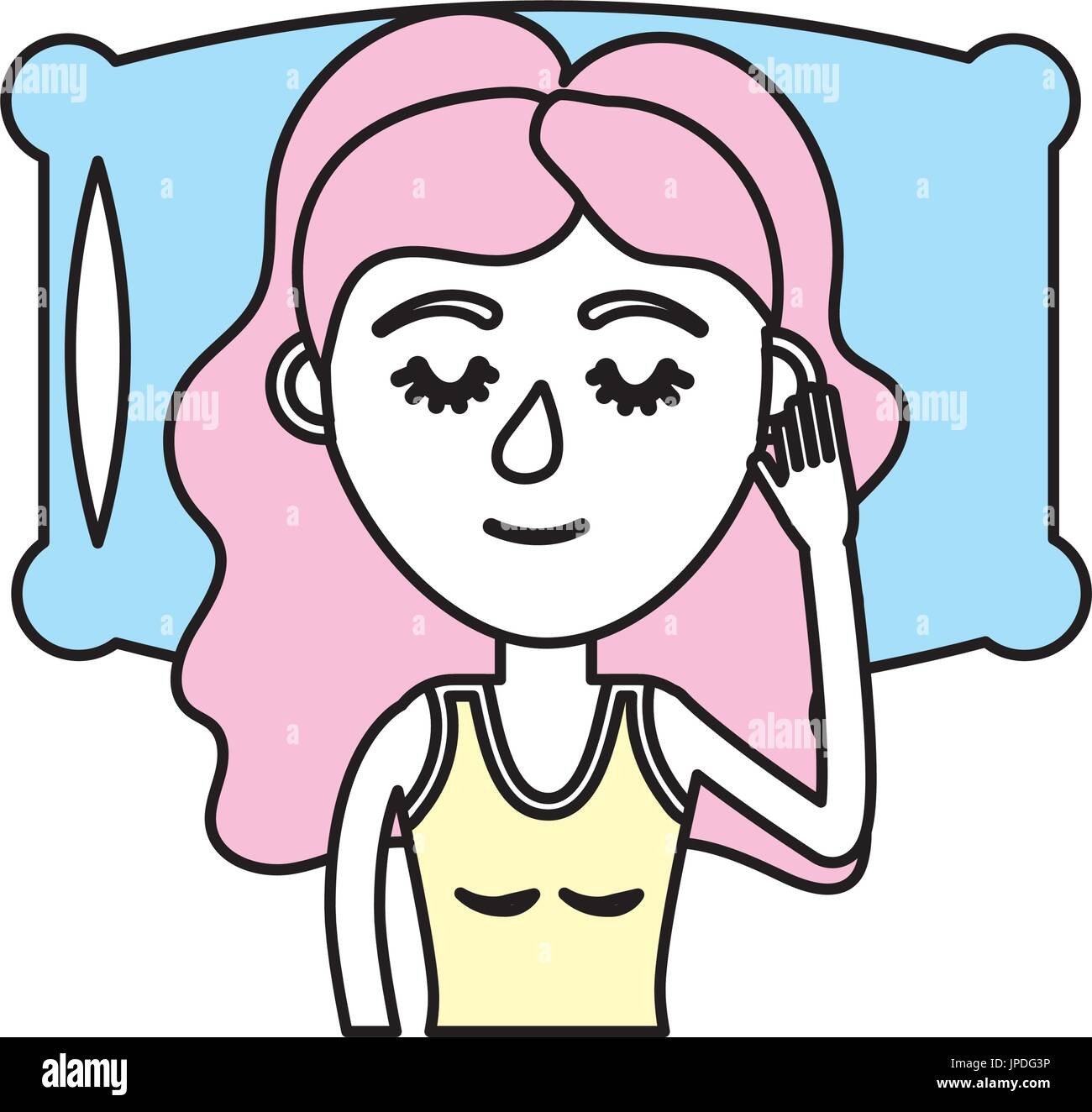 Woman bed sleeping dark Stock Vector Images - Alamy