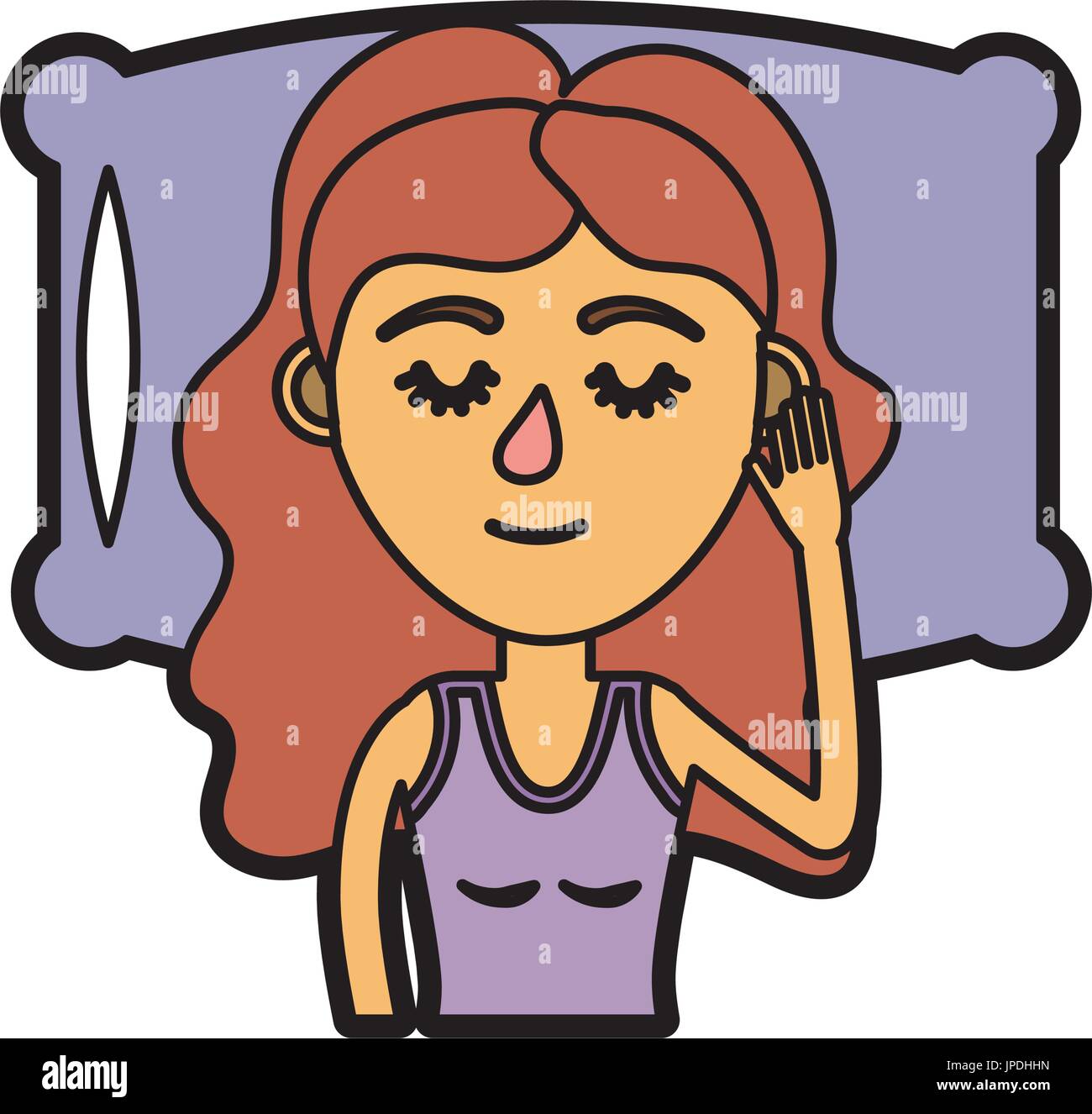 Woman sleeping dark bedroom Stock Vector Images - Alamy