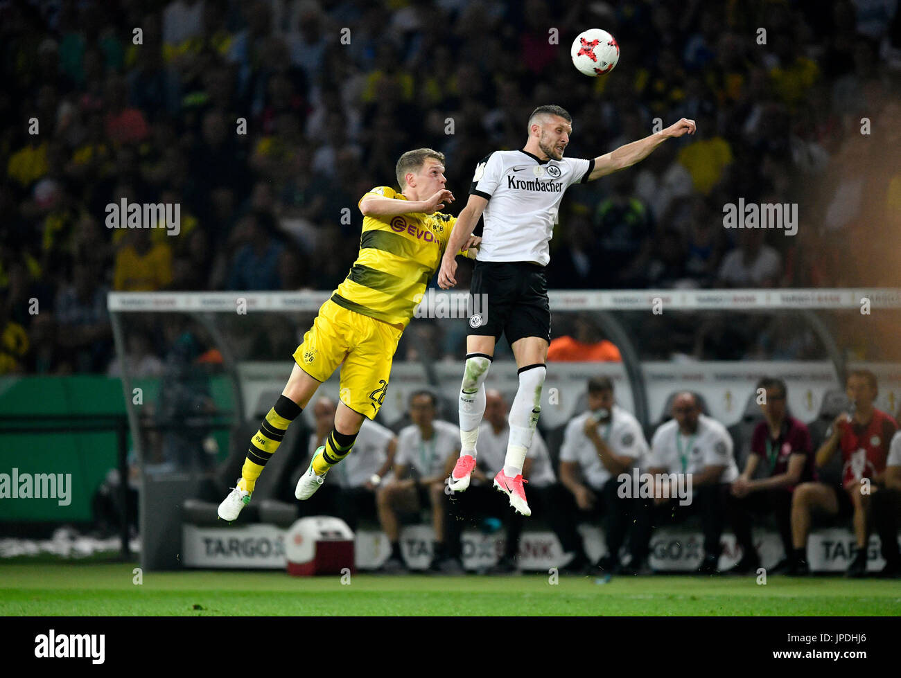 Header duel, duel, action Matthias Ginter BVB Borussia Dortmund against Ante Rebic Eintracht Frankfurt, DFB-Pokalfinale Stock Photo