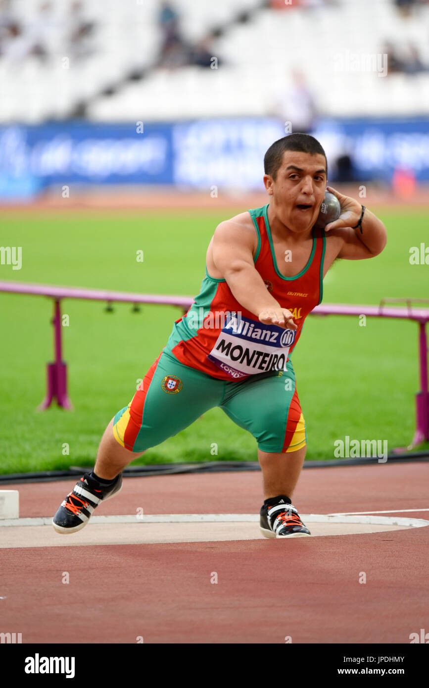 Miguel Monteiro Competing In The Shot Put F40 In The World Para Athletics Championships In The London Stadium Stock Photo Alamy